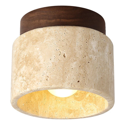 Naren Travertine and Wood Ceiling Light | Celestre