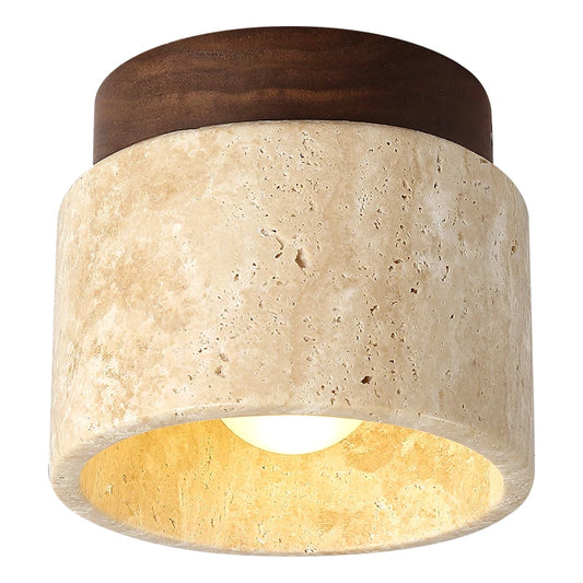 Naren Travertine and Wood Ceiling Light | Celestre