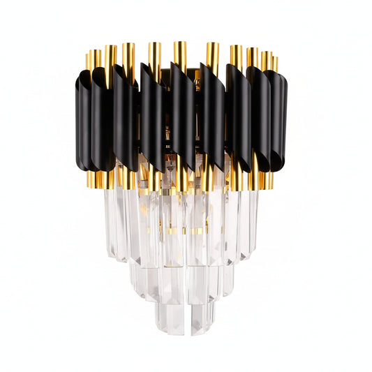 Evis Tiered Crystal Tubular Wall Light | Celestre