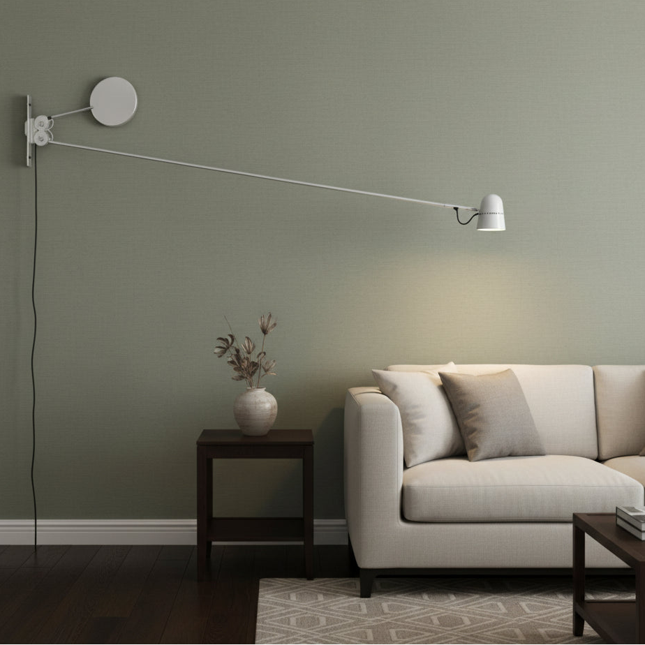 Trena Minimalist Swing Arm Wall Light White 130 cm | Celestre