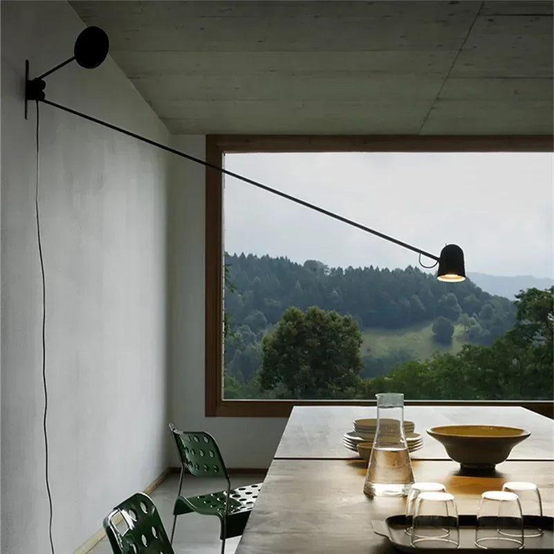 Trena Minimalist Swing Arm Wall Light Black 130 cm | Celestre