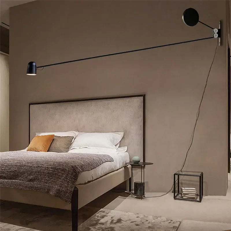 Trena Minimalist Swing Arm Wall Light Black 191 cm | Celestre