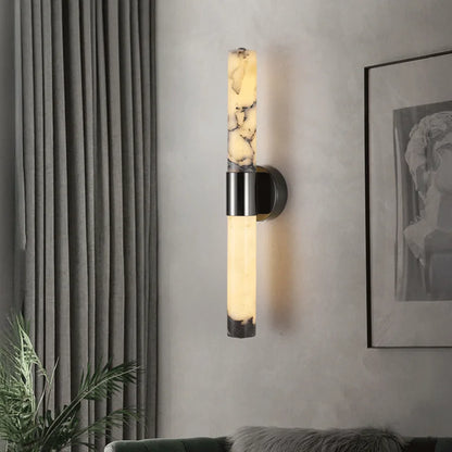 Cris Cylindrical Veined Alabaster Wall Light | Celestre