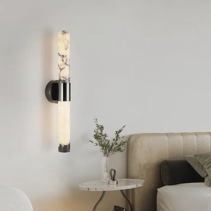 Cris Cylindrical Veined Alabaster Wall Light | Celestre