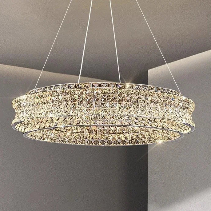 Dril Crystal Prism Ring Chandelier D 80 cm | Celestre