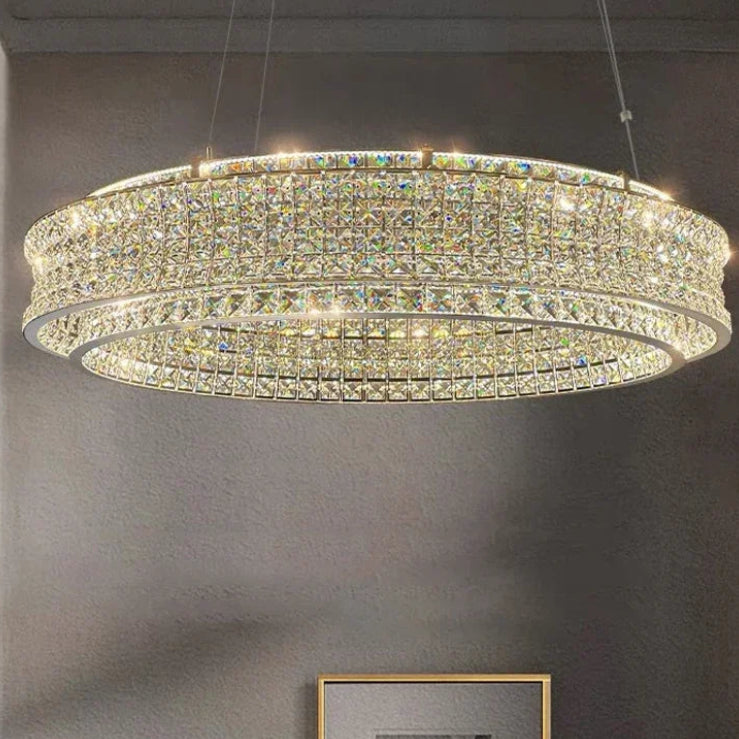 Dril Crystal Prism Ring Chandelier D 100 cm | Celestre