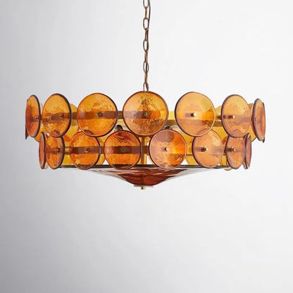 Evian Mid Century Glass Chandelier Orange | Celestre