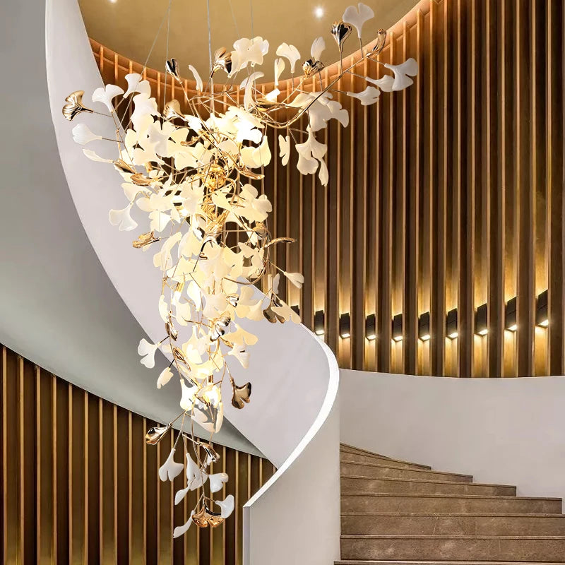 Octa Ginkgo Ceramic Petal Chandelier L 150 cm | Celestre