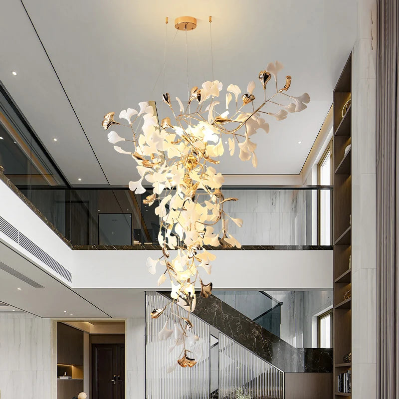 Octa Ginkgo Ceramic Petal Chandelier L 100 cm | Celestre