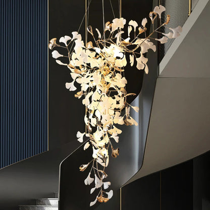 Octa Ginkgo Ceramic Petal Chandelier L 120 cm | Celestre