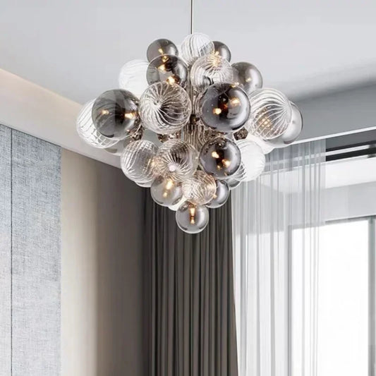 Evala Glass Bubble Chandelier 80 cm(28 Lights) | Celestre