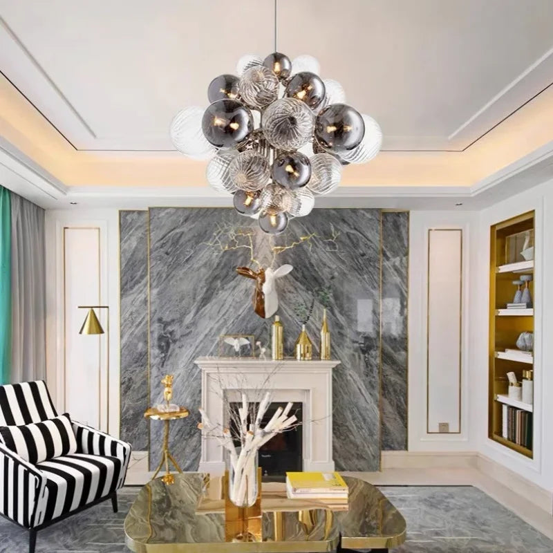 Evala Glass Bubble Chandelier 60 cm(19 Lights) | Celestre