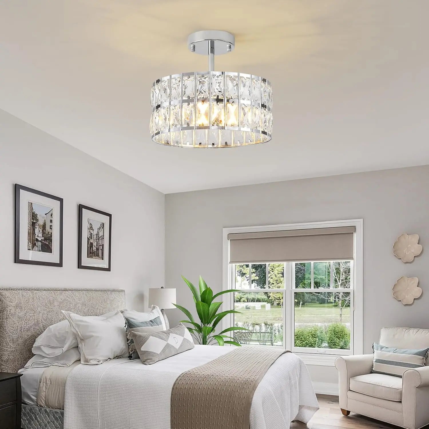 Dore Crystal Round Ceiling Light | Celestre