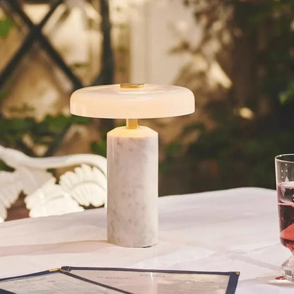 Tren Marble Cylindrical Table Lamp White | Celestre