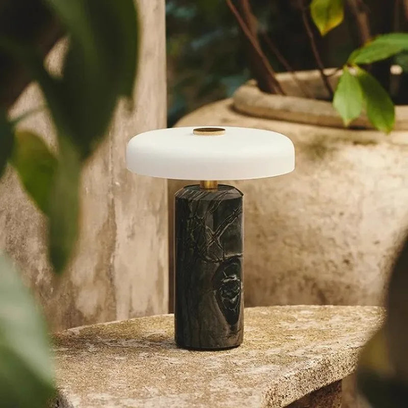 Tren Marble Cylindrical Table Lamp Black | Celestre