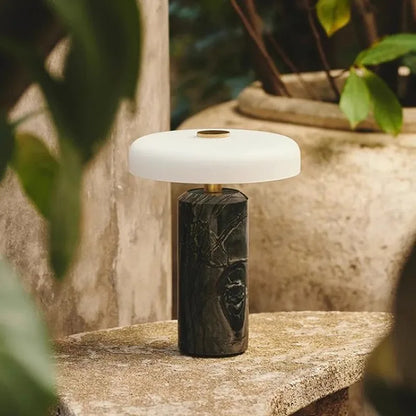Tren Marble Cylindrical Table Lamp Black | Celestre