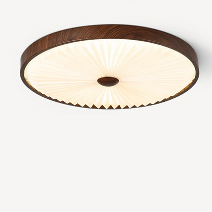 Kivi Round Pleated Ceiling Light Walnut D 40 cm | Celestre