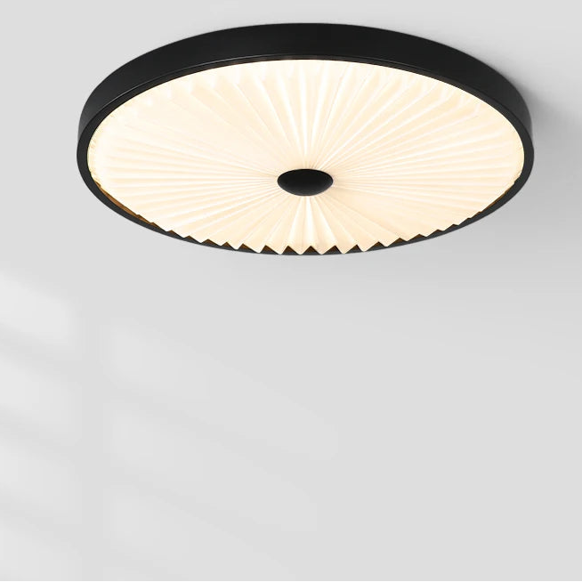 Kivi Round Pleated Ceiling Light Black D 40 cm | Celestre
