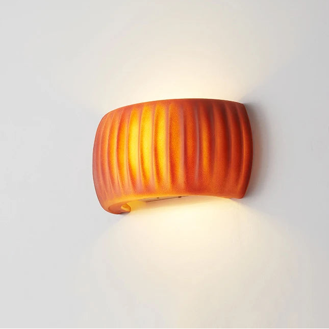 Qori Ribbed Half Pumpkin Wall Light Orange | Celestre