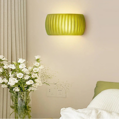 Qori Ribbed Half Pumpkin Wall Light Green | Celestre