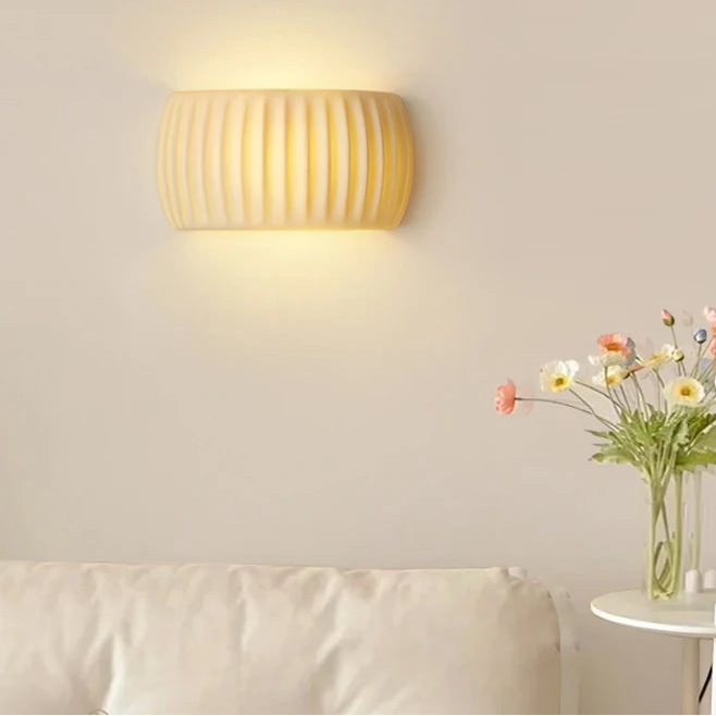 Qori Ribbed Half Pumpkin Wall Light Cream | Celestre