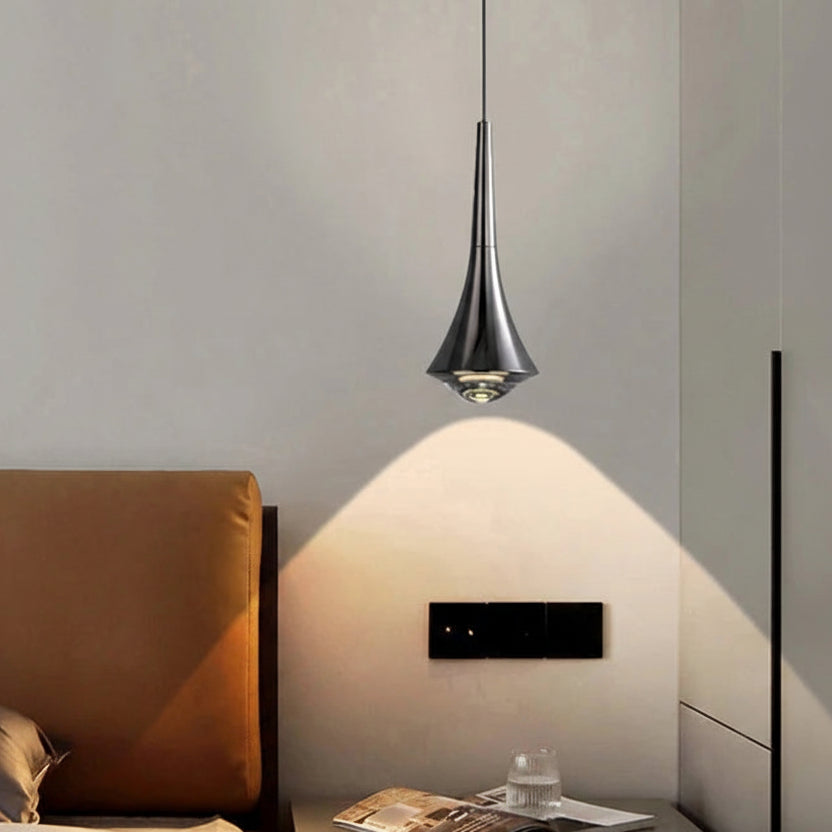 Rozi Teardrop Funnel Pendant Light Pearl Black | Celestre