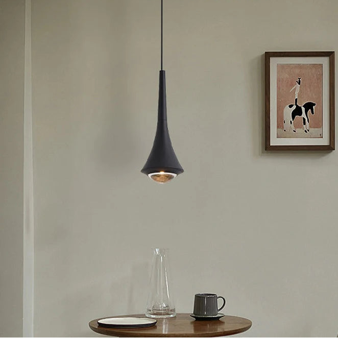 Rozi Teardrop Funnel Pendant Light Black | Celestre