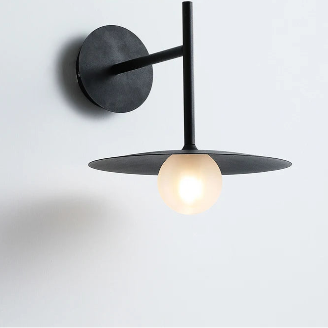 Neri Disc Globe Pole Wall Light Black Small | Celestre