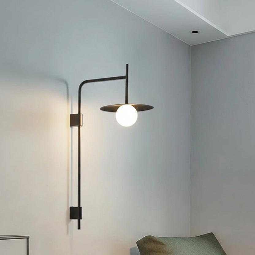 Neri Disc Globe Pole Wall Light Black Large | Celestre