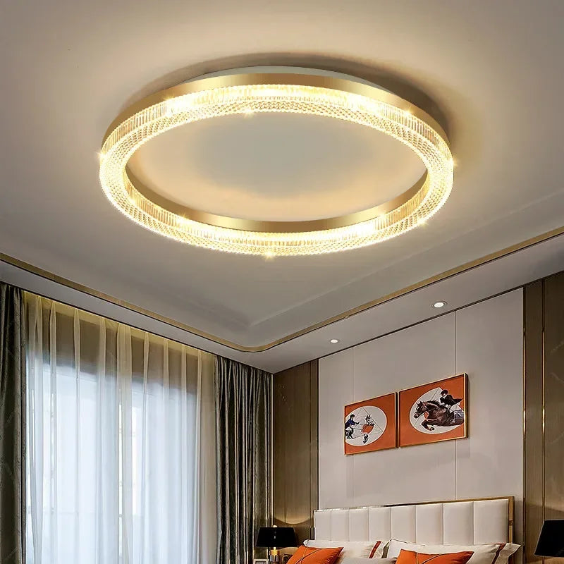 Nili Geometric LED Ceiling Light Gold Round | Celestre