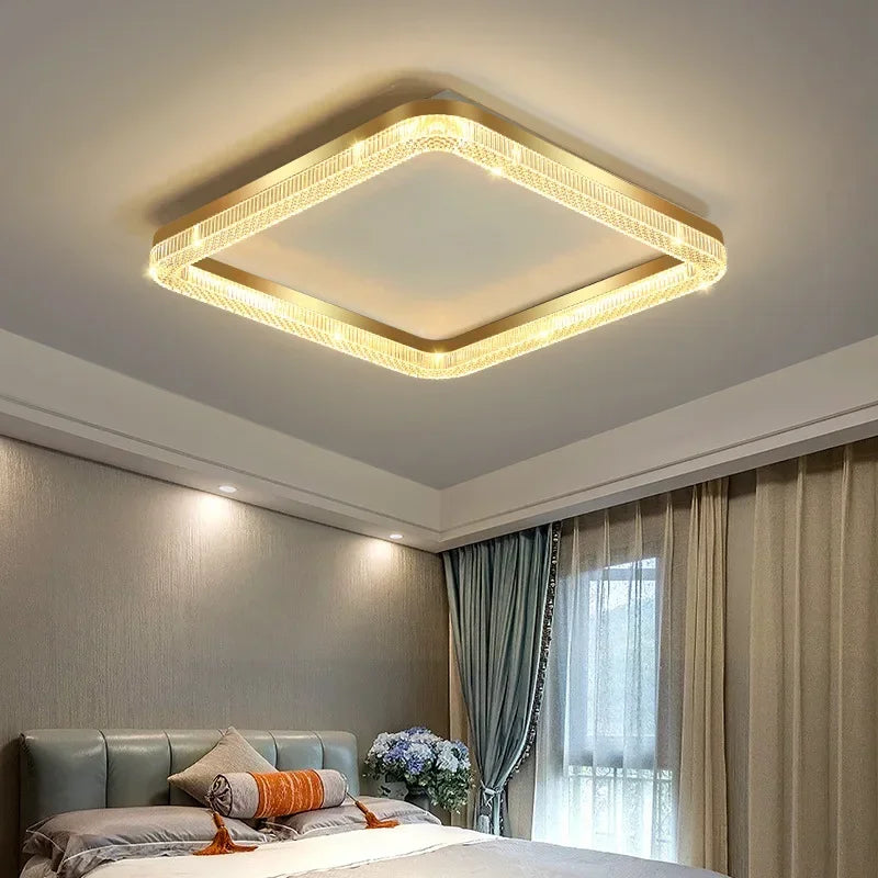 Nili Geometric LED Ceiling Light Gold Square | Celestre