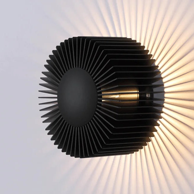 Aron Circular Sunburst Wall Light Black | Celestre