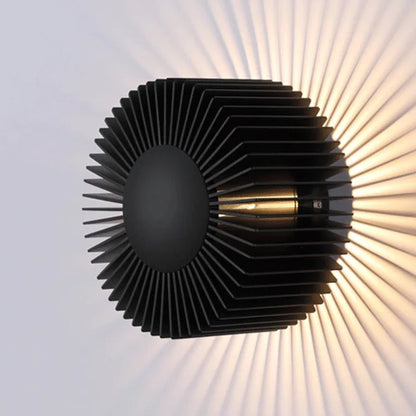 Aron Circular Sunburst Wall Light Black | Celestre