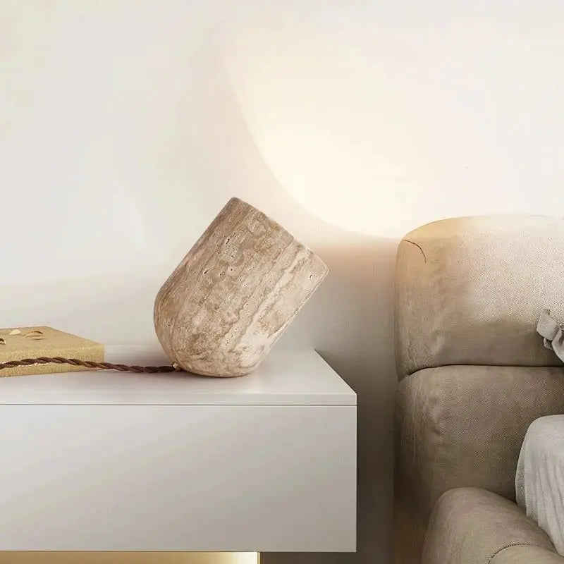 Sova Travertine Halo Table Lamp | Celestre