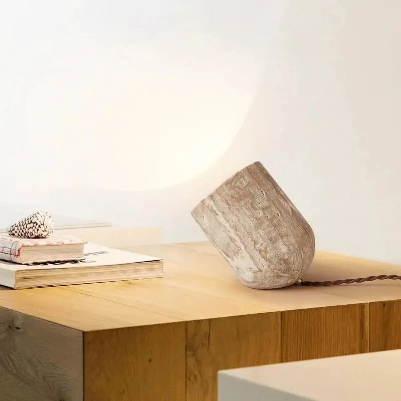 Sova Travertine Halo Table Lamp | Celestre