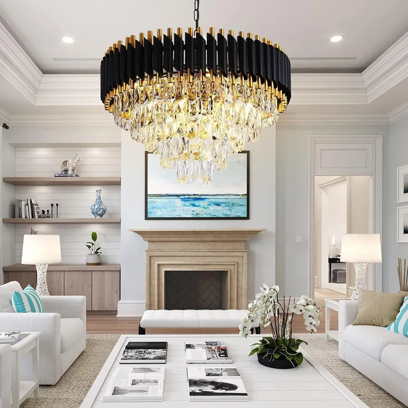 Lori Tiered Round Crystal Chandelier | Celestre