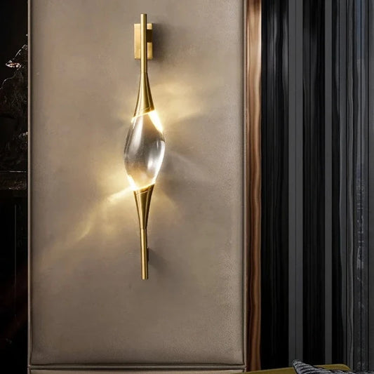 Meza Linear Spindle Crystal Wall Light Gold | Celestre