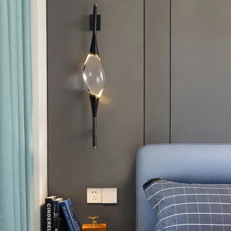 Meza Linear Spindle Crystal Wall Light Black | Celestre
