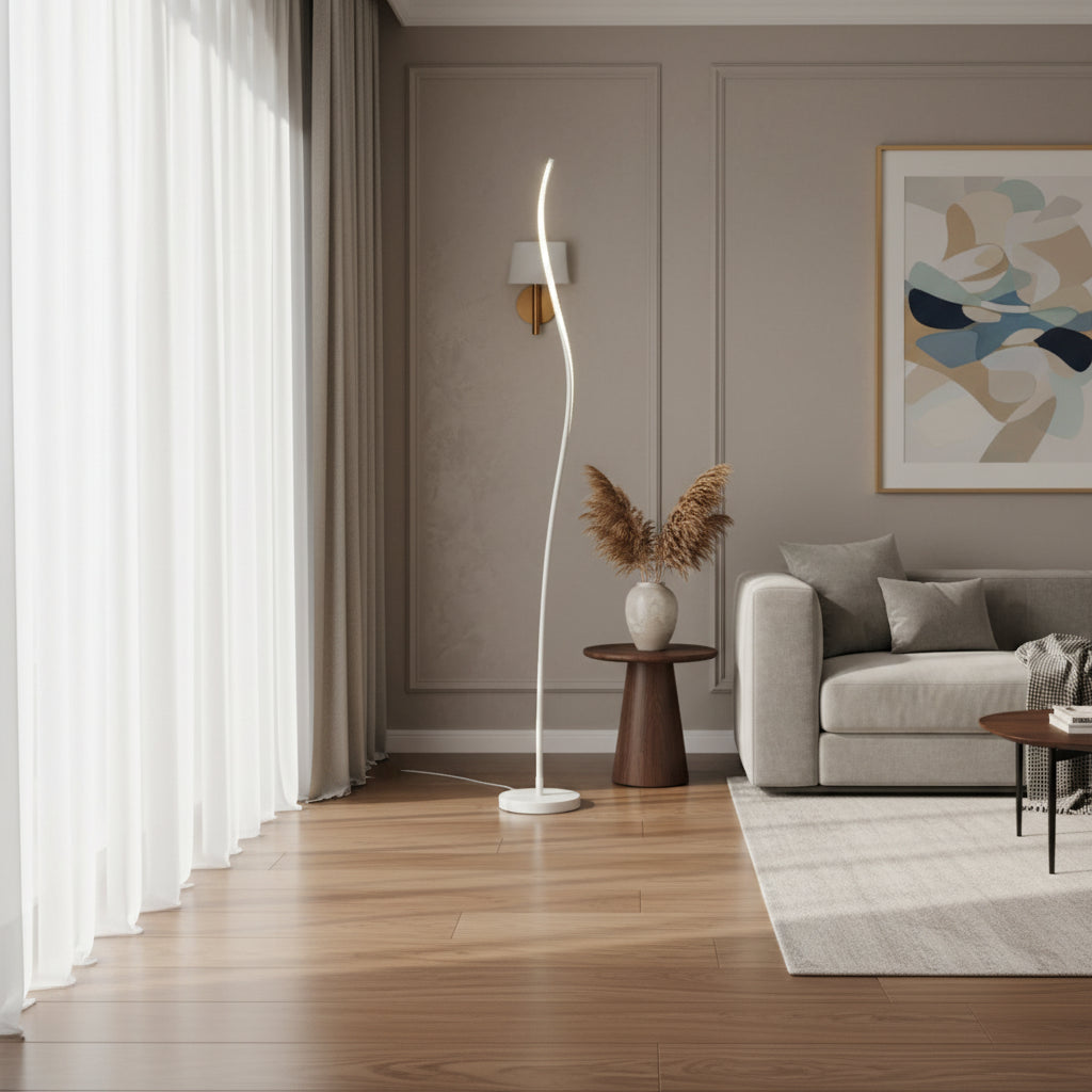 Enra Nordic Curved LED Lamp Floor Lamp White | Celestre