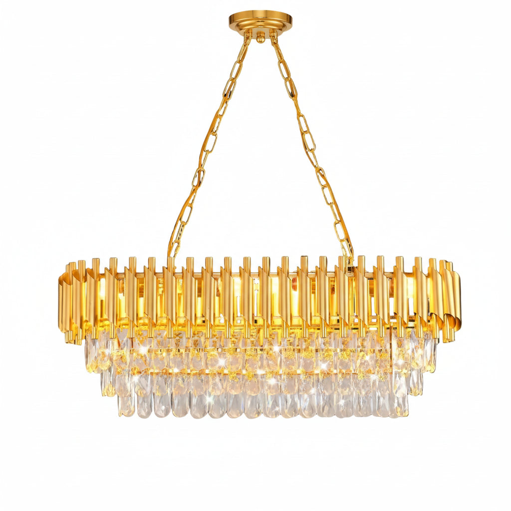 Lixa Rectangular Raindrop Crystal Chandelier | Celestre