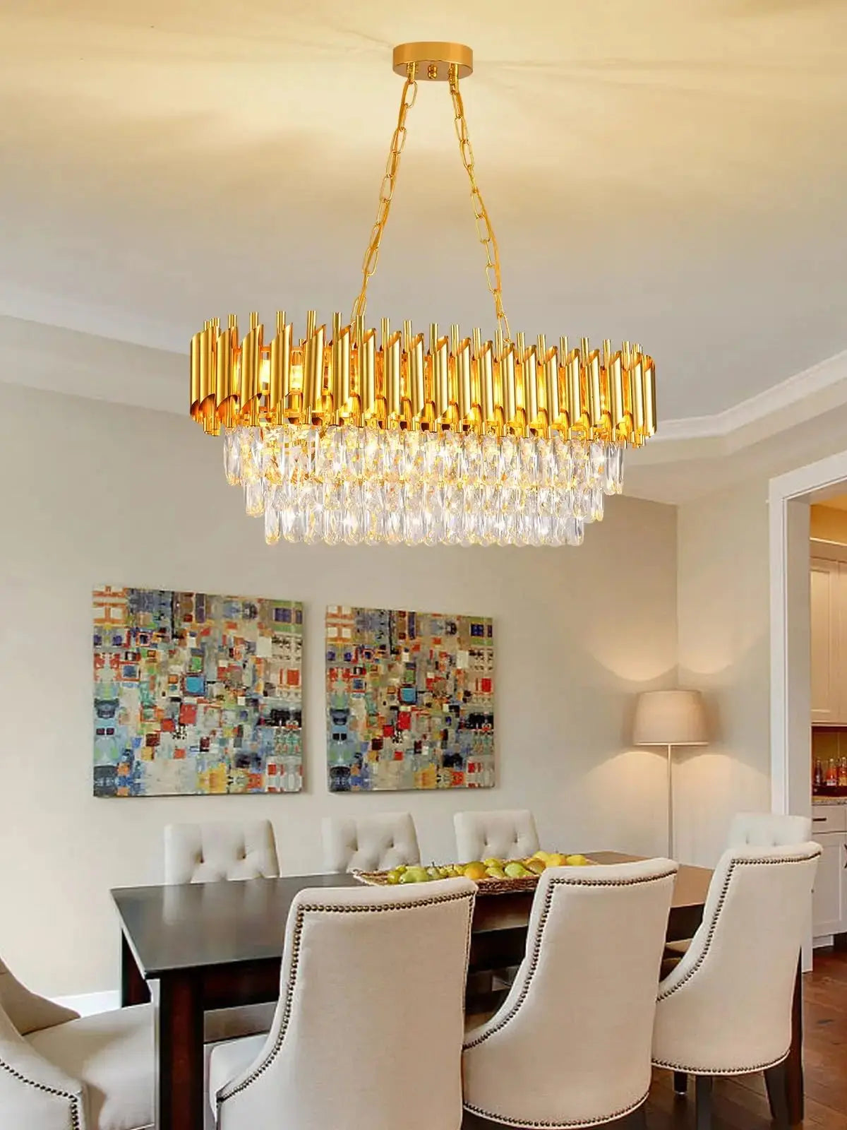 Lixa Rectangular Raindrop Crystal Chandelier | Celestre