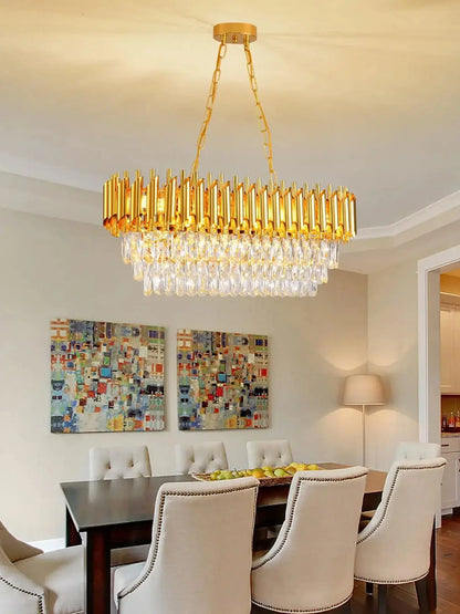 Lixa Rectangular Raindrop Crystal Chandelier | Celestre