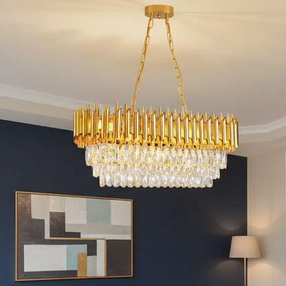 Lixa Rectangular Raindrop Crystal Chandelier | Celestre