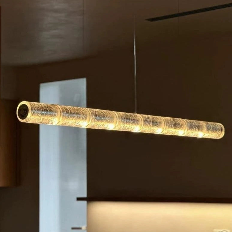 Lyra Linear Flute Glass Chandelier Long 165 cm | Celestre