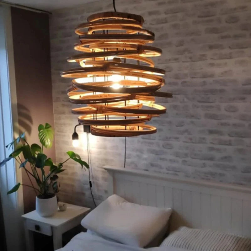 Tyzi Spiral Rattan Pendant Light D 50 cm | Celestre
