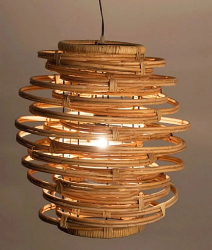 Tyzi Spiral Rattan Pendant Light D 35 cm | Celestre