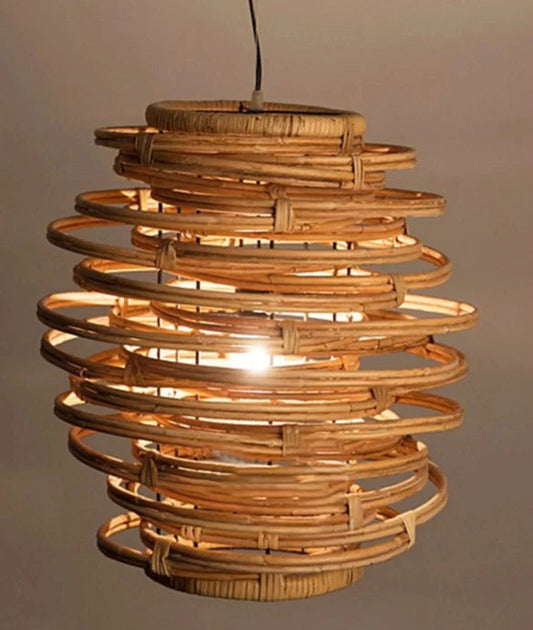 Tyzi Spiral Rattan Pendant Light D 35 cm | Celestre