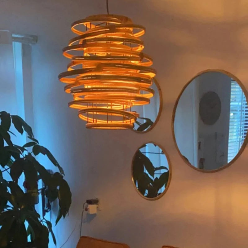 Tyzi Spiral Rattan Pendant Light D 40 cm | Celestre
