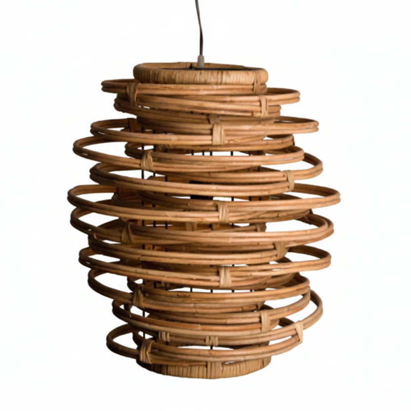 Tyzi Spiral Rattan Pendant Light | Celestre