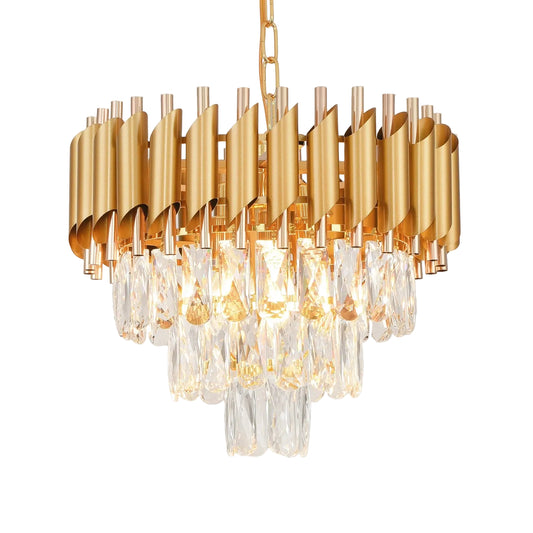Pixa Round Tiered Crystal Chandelier | Celestre